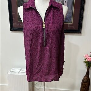 Michael Kors Magenta Zip-Front Blouse